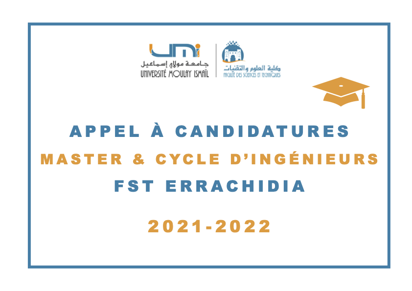 Appel à candidatures: Master et Cycle d’Ingénieurs 2021-2022