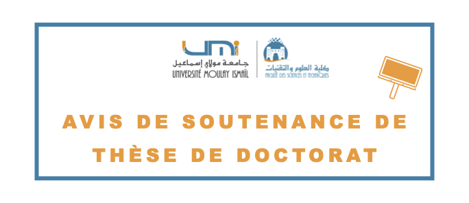 Avis de soutenance de thèse de doctorat en Mathématiques de Monsieur Youness OUBALHAJ