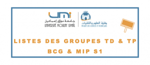 Listes des groupes TD & TP: BCG & MIP S1