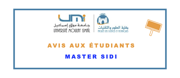 Avis aux étudiants du Master SIDI