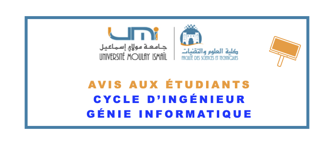 Avis aux étudiants du Cycle d’Ingénieur Génie Informatique
