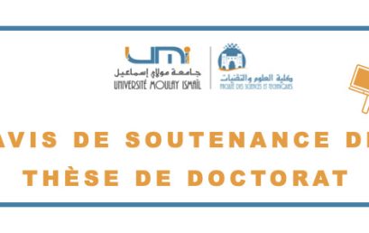 Avis de soutenance de thèse de doctorat national en Informatique de Madame Rachida MOULAY TAJ