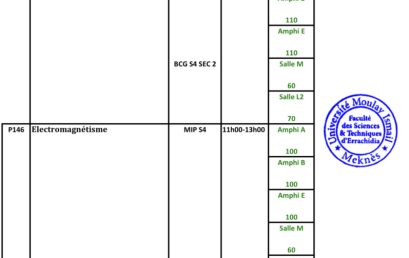 Planning des examens de la session normale P-2022/2023