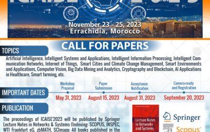 SOUS LE HAUT PATRONAGE DE SA MAJESTÉ LE ROI MOHAMMED VI : 5th International Conference on Artificial Intelligence and Smart Environment (ICAISE’22), 23-25 novembre 2023