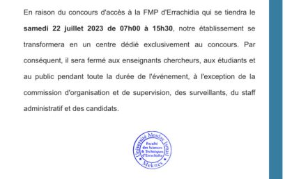 Fermeture temporaire de l’établissement