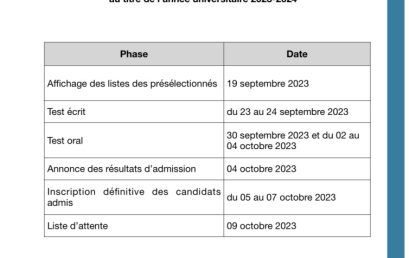 Formations MST & CI : Calendrier des concours d’accès