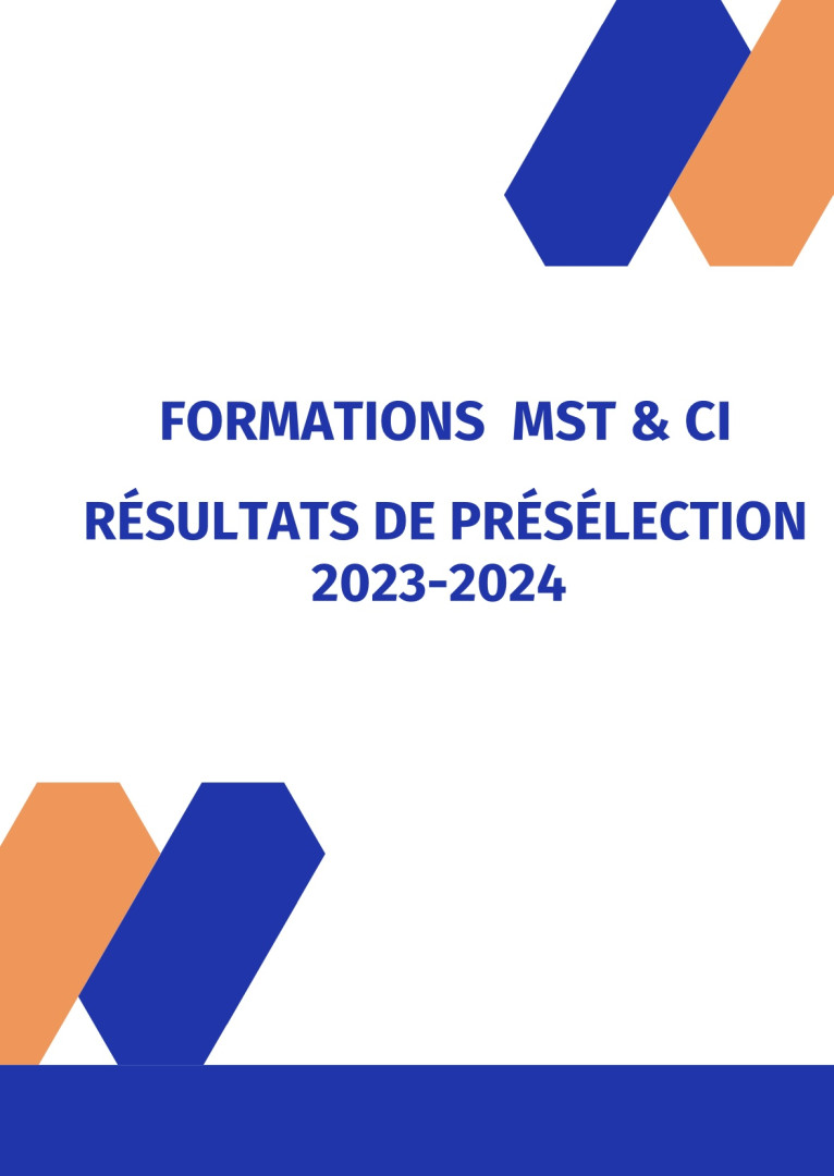 Formations MST et CI : Résultats de présélection 2023-2024