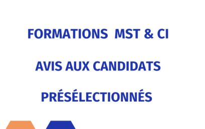 Formations MST & CI :  Locaux,  heures et consignes des épreuves écrites