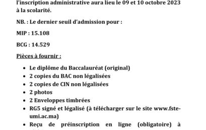 Avis aux nouveaux bacheliers : Dernière liste d’attente