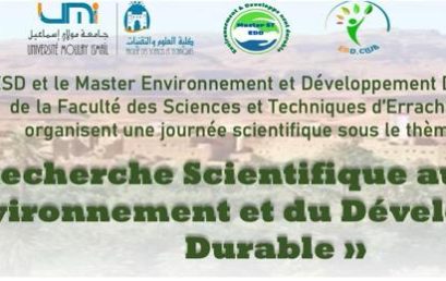Club ESD et MST EDD :   Journée scientifique sous le thème: La Recherche Scientifique au Service de l’Environnement et du Développement Durable.
