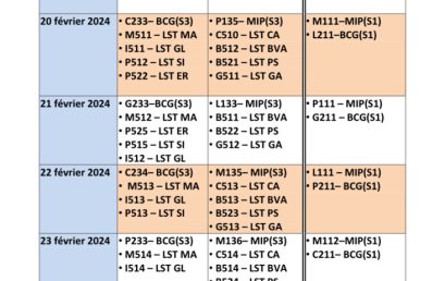 Planning des examens de rattrapage des modules de la session normale (S1, S3 et S5)