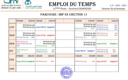 Emplois du temps du mois du ramadan 2024