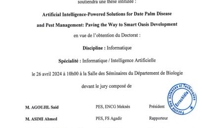 Avis de soutenance de thèse de doctorat en Informatique de M. Abdelaaziz HESSANE