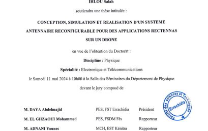 Avis de soutenance de thèse de doctorat en Physique de M. Salah IHLOU