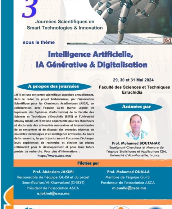 Journées Scientifiques en Smart Technologies & Innovation sous le thème Intelligence Artificielle, IA Générative & Digitalisation