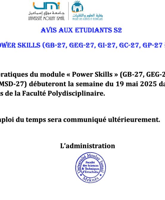 Travaux pratiques du module « Power Skills » (GB-27, GEG-27, GI-27, GC-27, GP-27 et MSD-27)