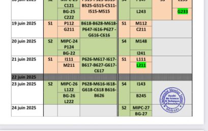 Planning des examens de S2, S4 et S6 MONE de la session du printemps 2024/2025 (Session normale)