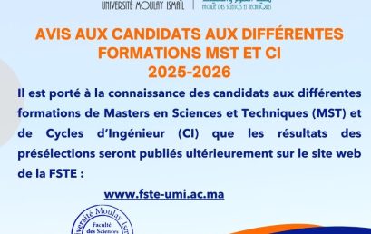 Avis aux candidats aux différentes formations MST et CI 2025-2026