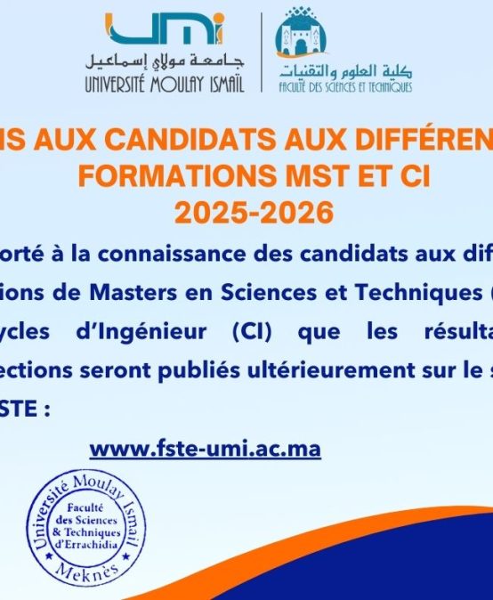 Avis aux candidats aux différentes formations MST et CI 2025-2026