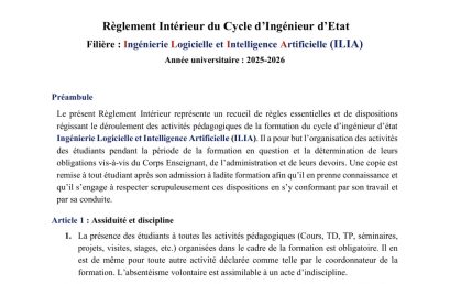 Règlement Intérieur du Cycle d’Ingénieur