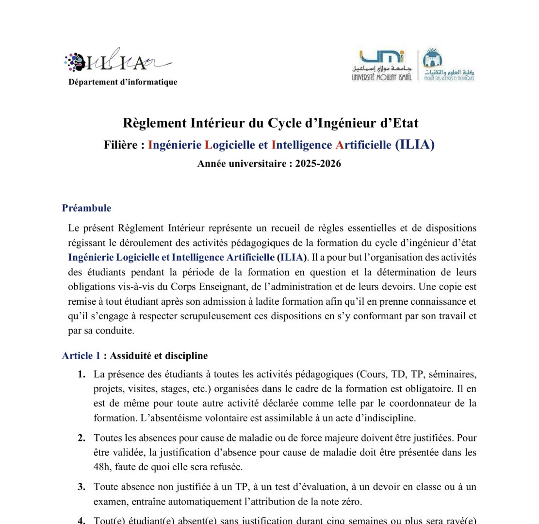 Règlement Intérieur du Cycle d’Ingénieur