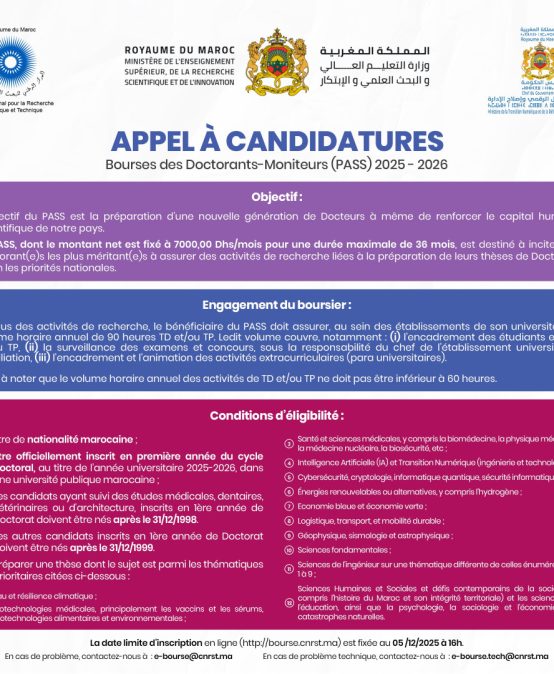 Bourses PASS (PhD-Associate Scholarship) : Appel à candidature