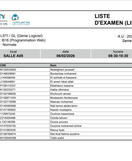 Planning et Locaux d’Examen du 6 Février 2026