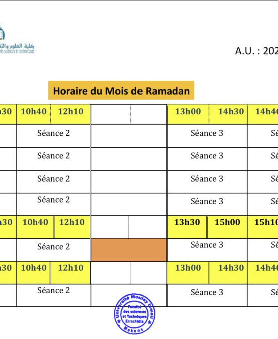 Horaire du Mois de Ramadan