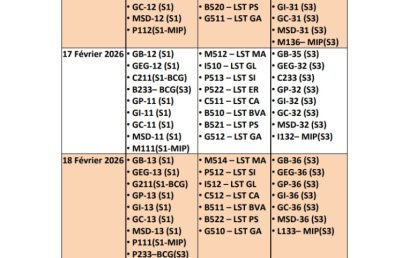 Calendrier des examens de la session de rattrapage 2025-2026