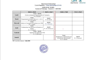 Emploi du Temps — CI-GI (Semestre 2)