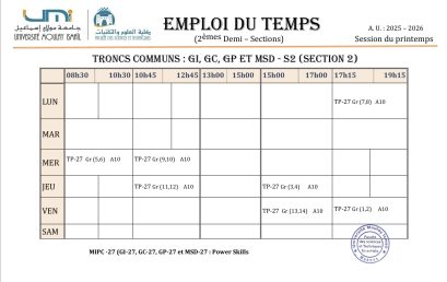 Rappel : poursuite des travaux pratiques du module Power Skills durant la semaine du 11 mai 2026