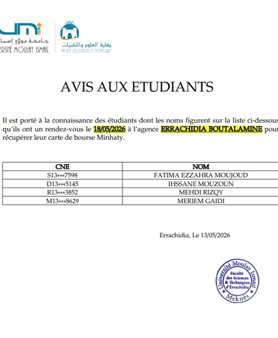 AVIS AUX ÉTUDIANTS – Rendez-vous Minhaty