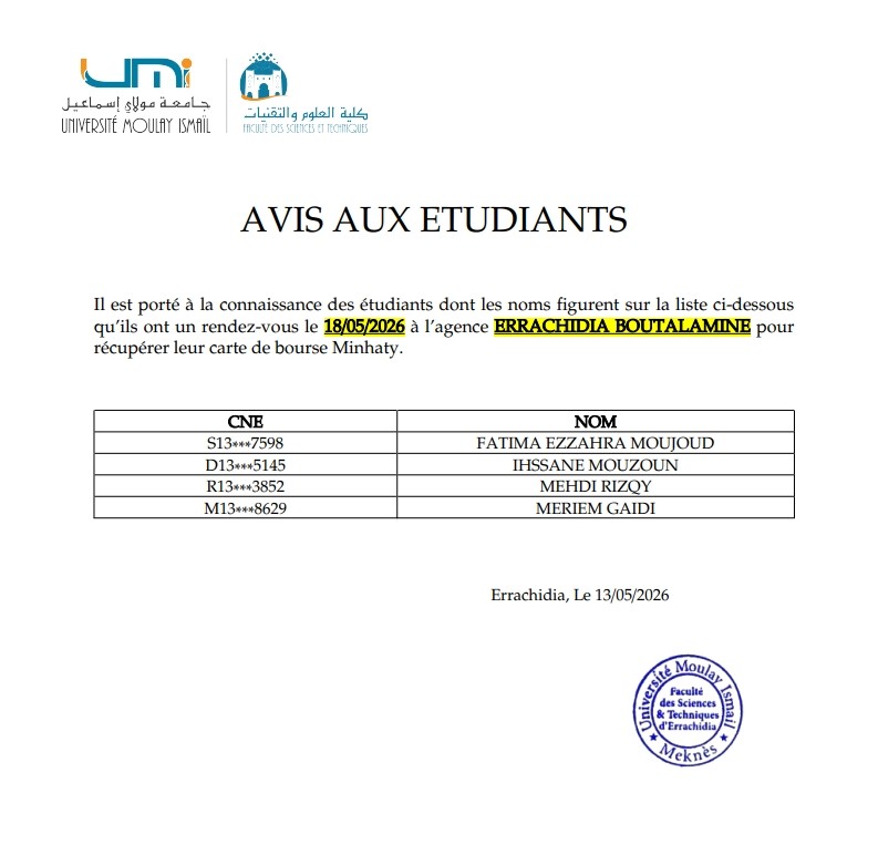AVIS AUX ÉTUDIANTS – Rendez-vous Minhaty