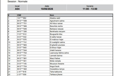 Liste des Étudiants – Examen Libre (MONE) du 18 Juin 2026