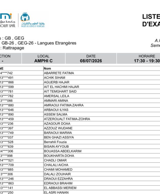 Rectification : Amphi du module Langues Étrangères du 07/08/2026