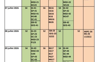 Calendrier des examens de S2, S4 et S6 de la session Rattrapage du printemps 2025/2026