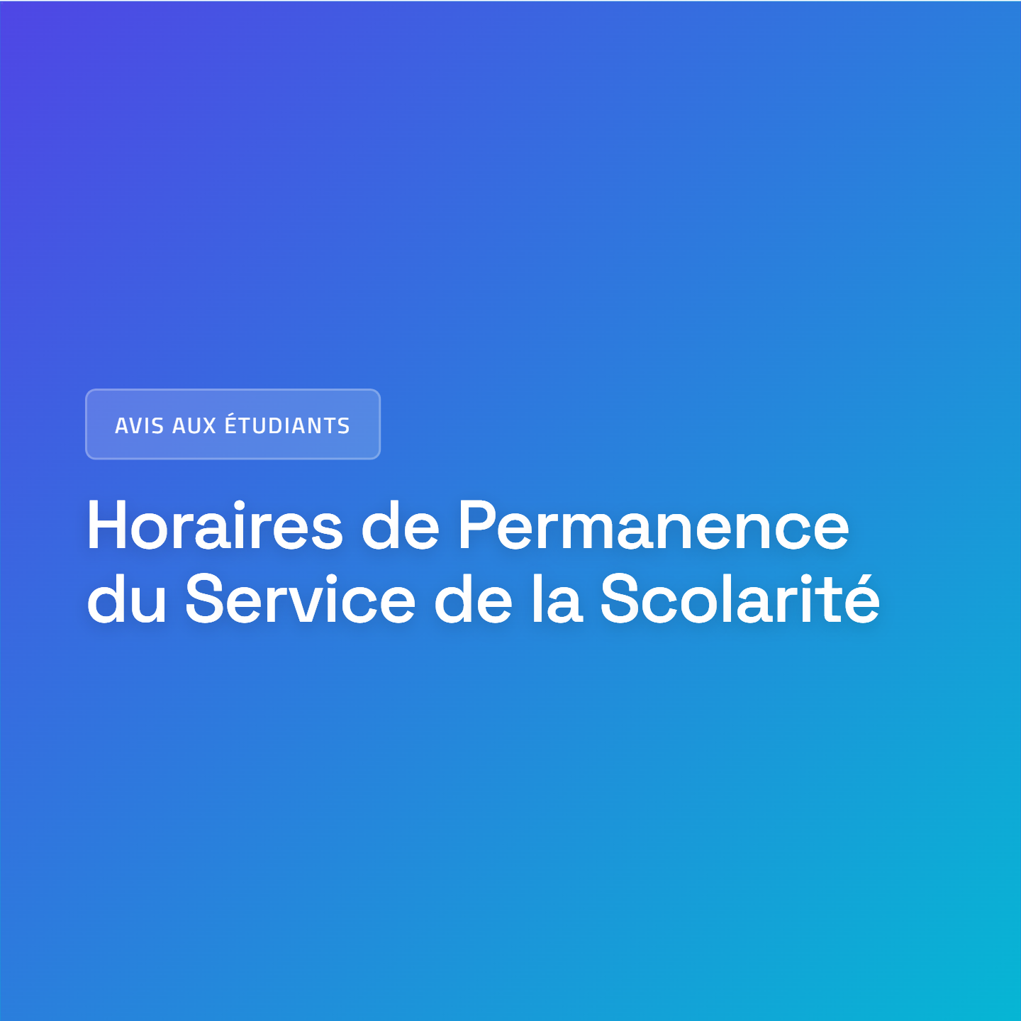 Horaires de Permanence du Service de la Scolarité – Août 2026